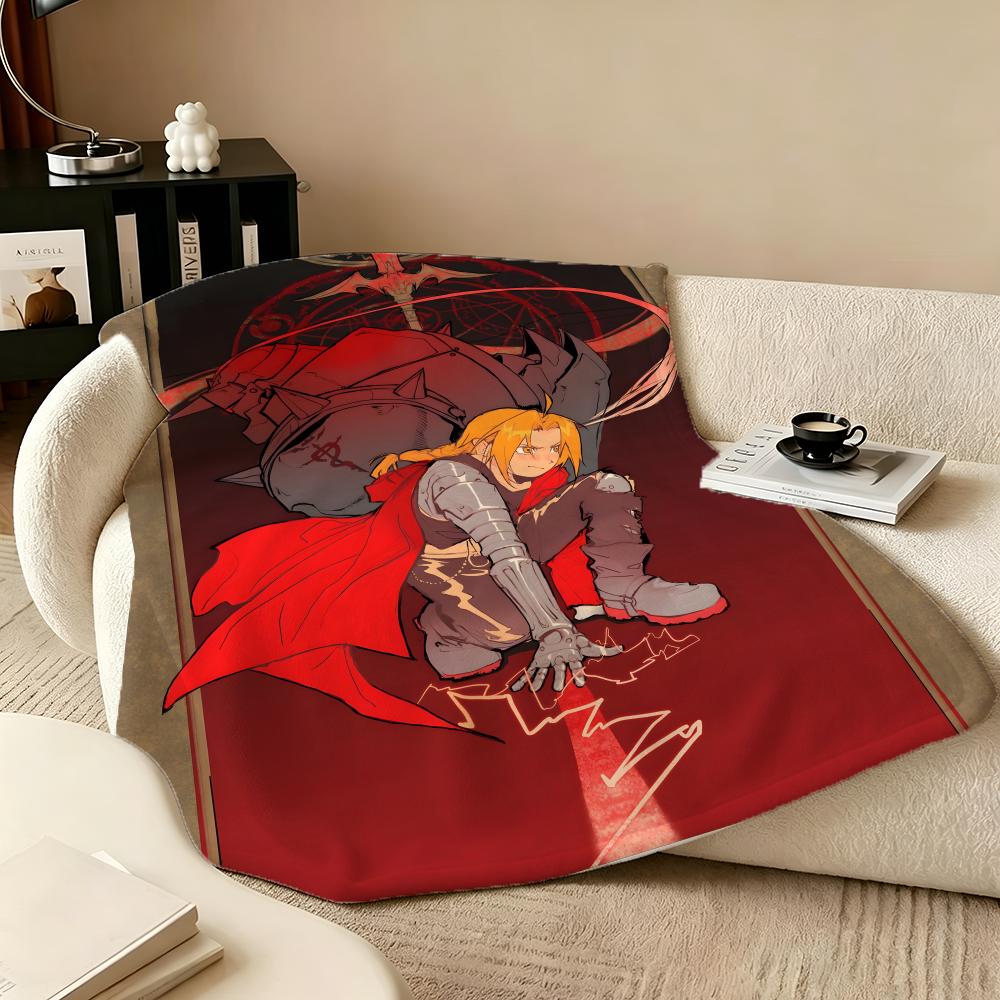 Anime F-Fullmetal Alchemist Throw Flannel Blanket Perfect for Sofa Office Bed Travel Sleep Read Relax Camping Four Season Use