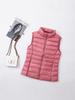 Women's Short Stand Collar Slim Fit Down Vest – Autumn/Winter Style, Large Sizes Available