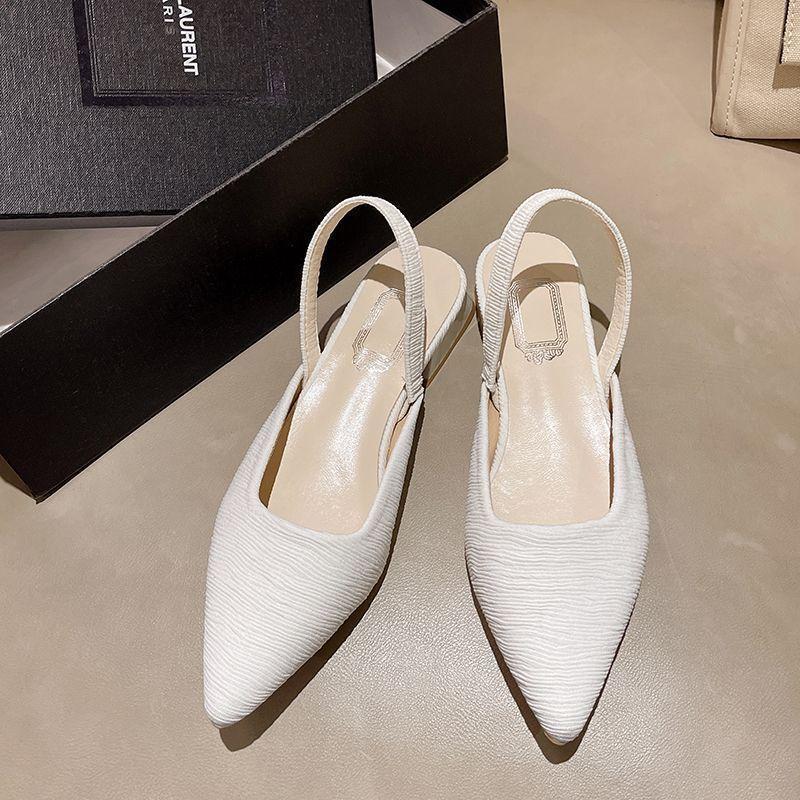 French Fairy Wind Bag Head Sandals Female Pointed High Heels Female Small Heel with Thick Heel Rear Empty Shallow Mouth Single Shoes Female