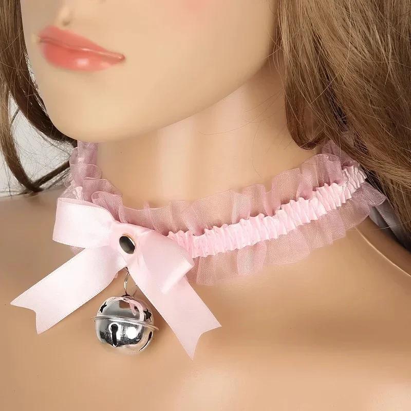 1 Pcs Women Gothic Simple Sexy Lace Collar Pendant Bow New Fashion Knot Bell Choker Necklace Neck Dress Girls Party Gift Jewelry