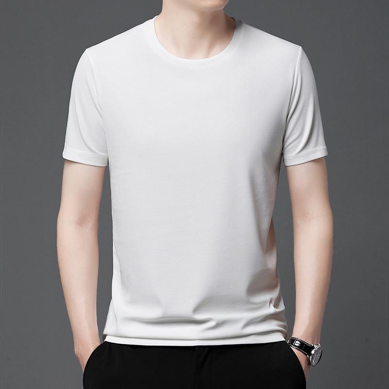 2024 New Summer Waffle Round Neck Short Sleeved T-shirt for Mens Short Sleeved Top