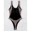 Maillot de bain une pièce Monokini à découpe haute imprimé léopard dos nageur