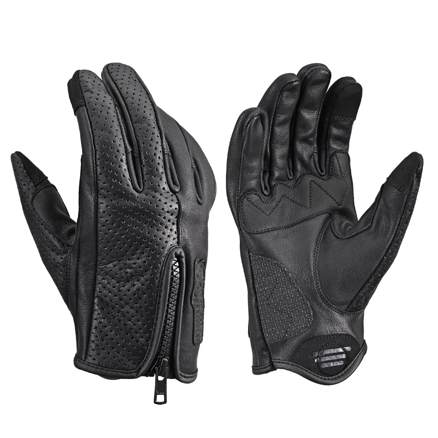 

Daytona Motorcycle Leather Smartphone Partial 61734 Gloves, (Goat Leather), Winter, Summer, Fall, Spring, Compatible, Zippered, Fit, Black, XL, чёрный