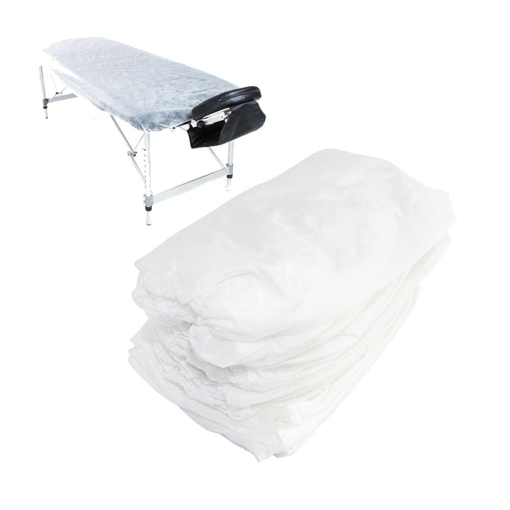 Disposable Fitted Sheet 100cm x 220cm White Nonwoven Fabric 15G 10 Pcs