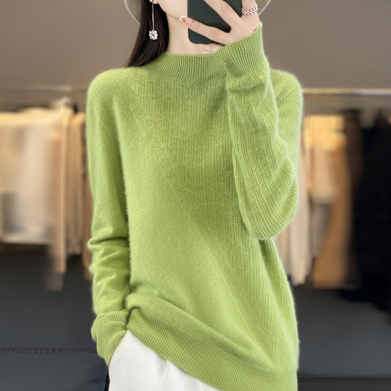 Tragefertiger Halbhoher Rollkragen Cardigan Herbst und Winter Weich und Klebrig Hautfreundlich Kaschmir Gestricktes Basic-Shirt Modischer und Vielseitiger Pullover