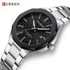 CURREN 8477 Steel Band Watch Simple Calendar Round Dial Business Watch Waterproof for Men
