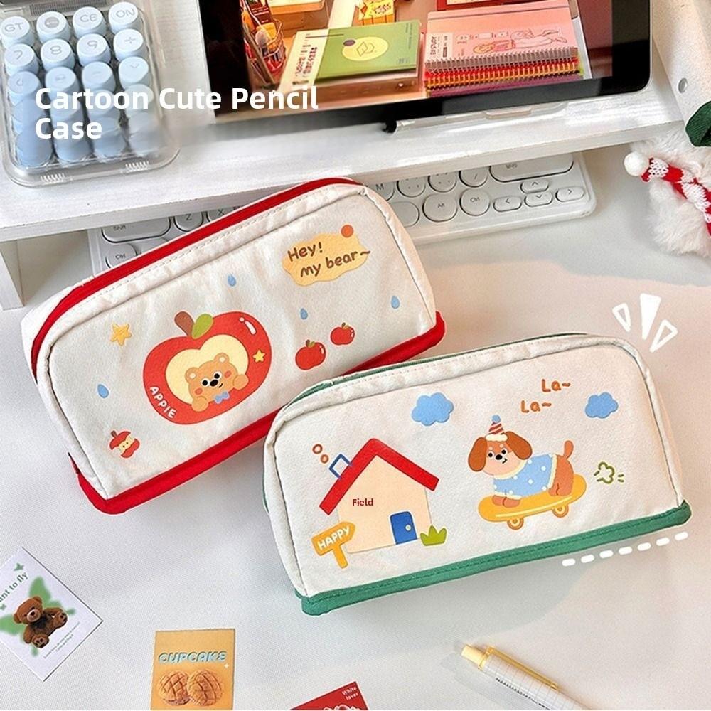 INS Pencil Storage Bag Can Stand Zipper Stationery Case Multi-layer Stationery Bag  Back To School