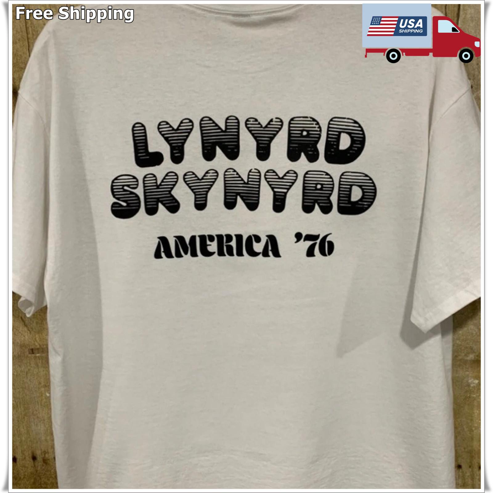 Lynyrd Skynyrd America Tour 1976 T-shirt, Unisex White T-shirt, Size S-5XL XL