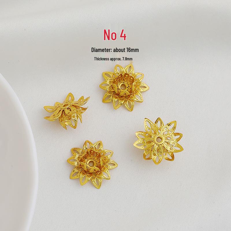 Preserved Gold Plated Lotus Bud Multilayer Stamen Hairpin