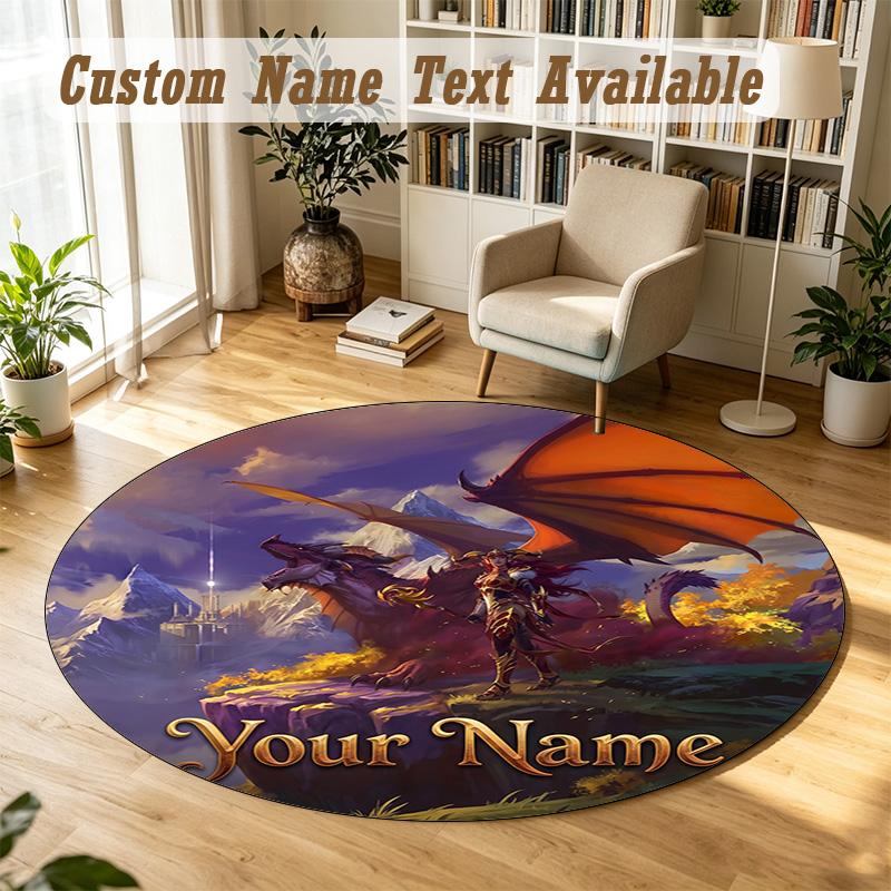 Tapis rond personnalisé World of Warcraft Support Nom personnalisé, Tapis de décoration intérieure doux
