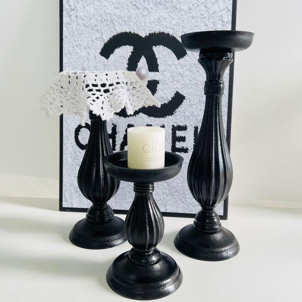 European-Style Retro Wooden Candlestick Decor for Photography and Homestay
