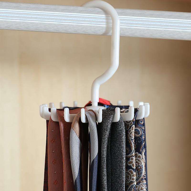 360 Degree Rotating Belt Rack Neck Tie Hanger Storage Hanger Tie Belt Neck Holder Space Saving 20 Hooks Clothes Hanger