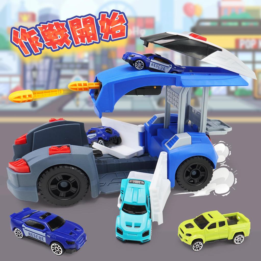 Car Toy Police Car Toy 8PCS Assembled Transformable Large Patrol Car Working Car Helicopter Small Police Car Included Emergency Vehicle Transforming