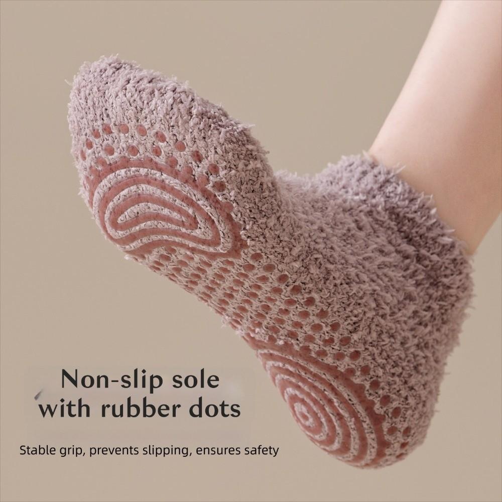 Silicone Grip Floor Socks Non-Slip Tube Socks Cozy Coral Fleece Socks  Autumn Winter Home Wear