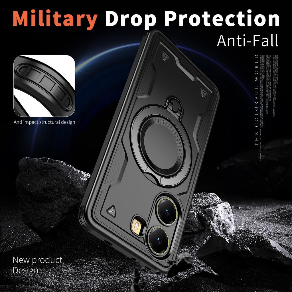 Poco X7 Pro 5G Phone Case,Built-in Ring Kickstand+Compatible With magsafe Shockproof Case For Xiaomi Poco X7 Cover