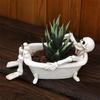 Halloween Decoration Skull Planter Bathtub Resin Crafted Plant Container For Home Office Or Garden