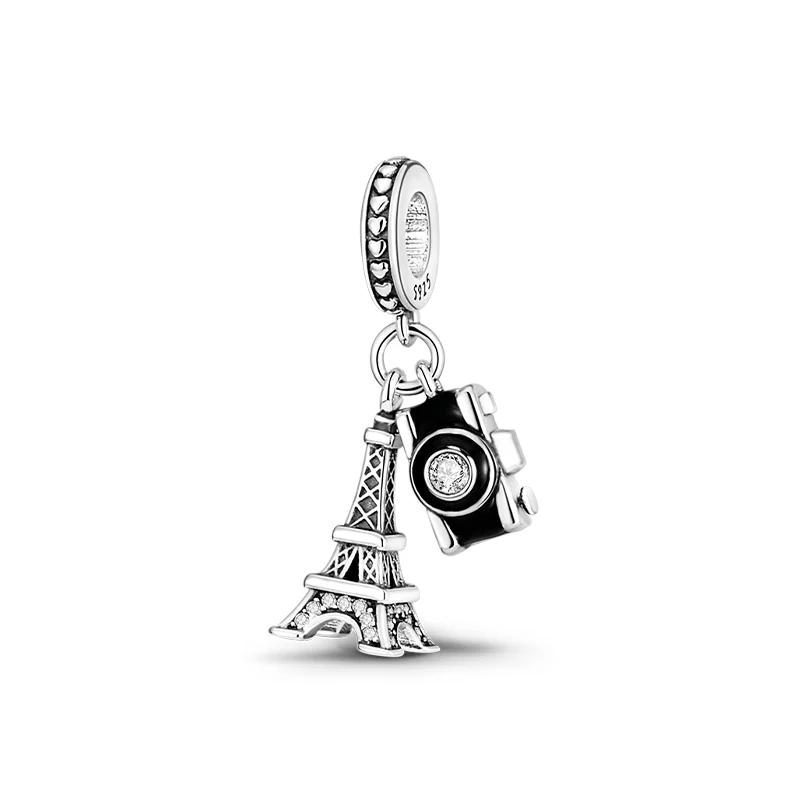 Paris Tower Aircraft Travel Charms Pendant Beads Fitoriginal Bracelet For Women Jewelry Travel Commemorative Gifts For Friends