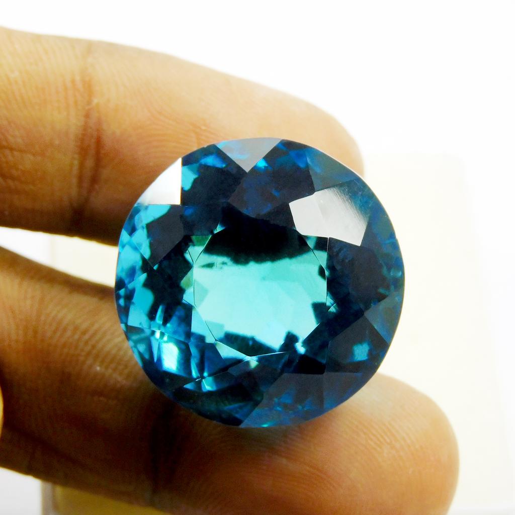 Lab-Created Blue Sapphire Loose Gemstone Round Cut 48.60 Ct Jewelry Making September Birthstone Gift