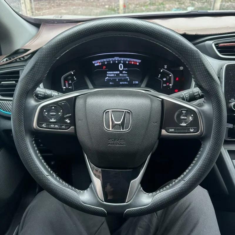 

For Honda TYPE R Accord Civic HRV CRV CITY Jazz Pilot Odyssey Spirior FIT Ultra thin 8D Nappa leather Car Steering Wheel Cover Round-Black