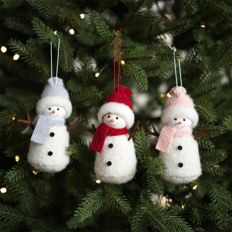 Seasonal Display Character Ornament, Soft Fabric Snowman Tree Decoration with Loop for Shelf Wreath and Winter Indoor Use