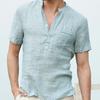 Summer New Men's Short-Sleeved T-shirt Cotton and Linen Led Casual Men's T-shirt Shirt Male  Breathable