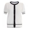 Shop   Women Round Button Open Short Sleeve Knit Cardigan Ivory Bom Wcd 11966