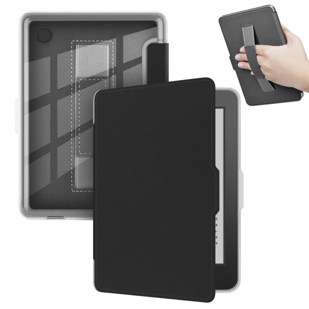 6 inch Case Auto Wake/Sleep with Hand Strap Protective Shell Leather Clear Back e-Reader Cover for KOBO Clara Color/2E/BW