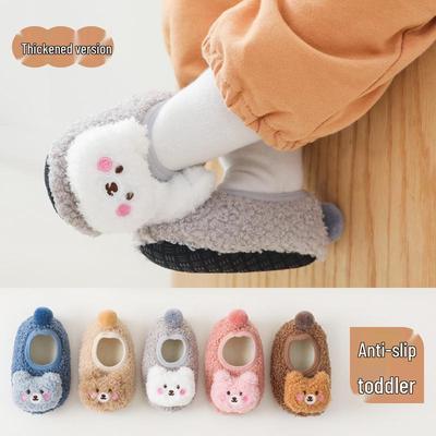 2025 Cozy Cartoon Non-slip Baby Floor Shoes – Thickened Fleece-lined Socks for Autumn/Winter