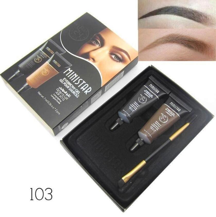 2PCS Brown Waterproof Tint Eyebrow Henna with Mascara Eyebrows Paint Brush Beauty