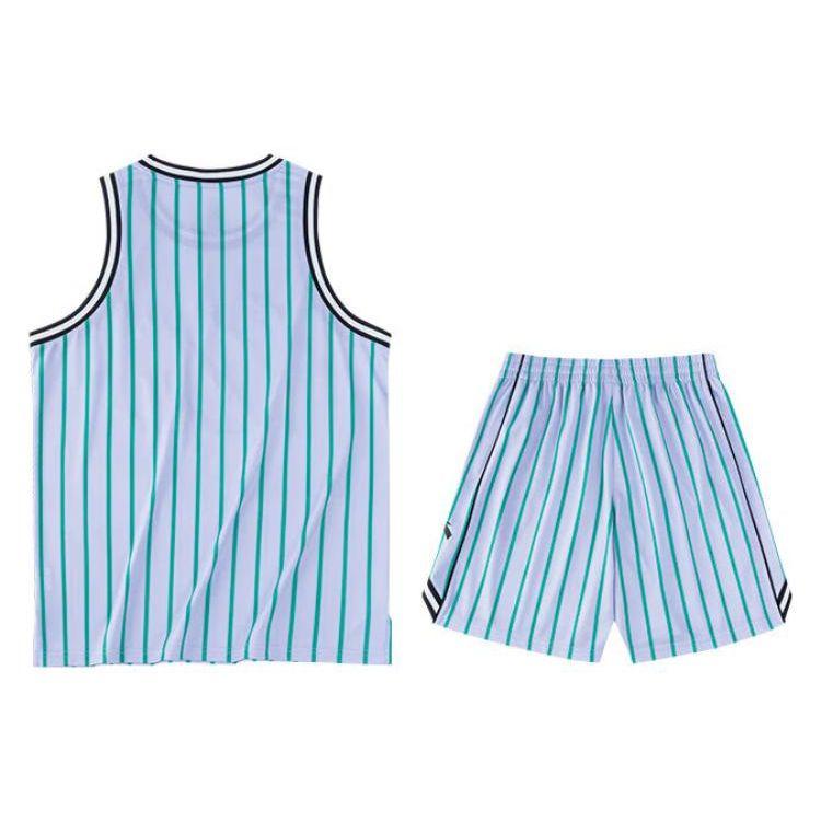 Anta Lighthearted Series Logo Letter Pattern Striped Tank Top And Shorts Basketball Suit Men Sportswear Light-Jade-Purple 152321205-4