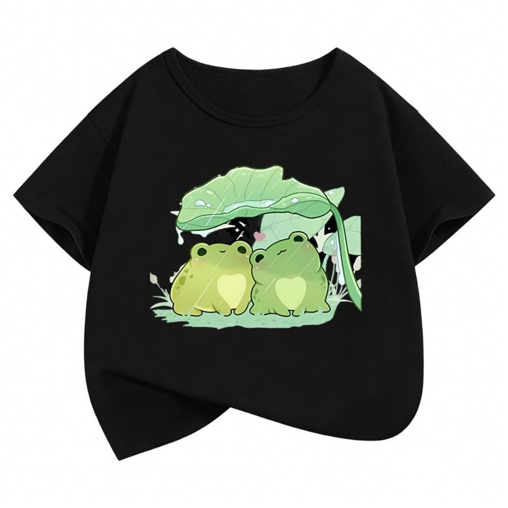 Funny Frog Design T Shirts Animal Kids Children s Short Sleeve Crew Neck T-shirt Boys Girls Summer Spring Casual Top Tee Shirt M