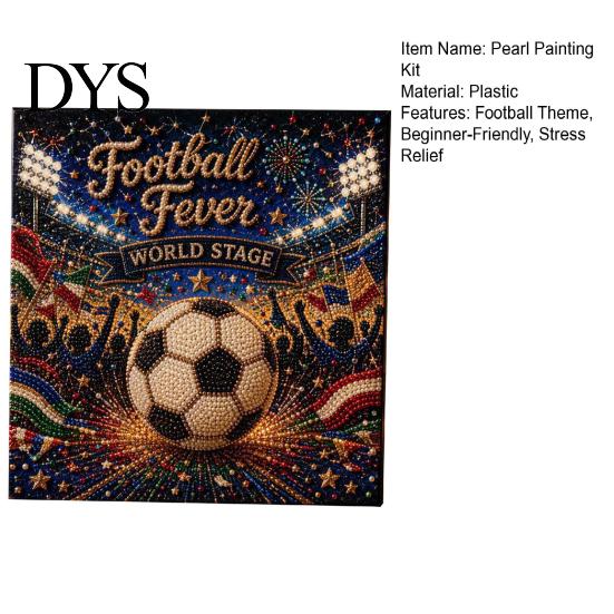 DIY Pearl Painting Football Stadium Kit, Soccer Ball Art Craft Kit for All Skill Levels Nights 3D Beginners Fans Gift Relaxing Activity