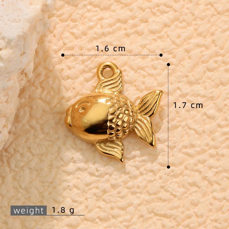 Goldener Fischgräten-Anhänger aus Edelstahl: Süßer Anhänger für DIY-Armbänder, Halsketten, Ohrringe