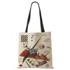 Women Handbag Linen Totes with Art Print Casual Traveling Beach Gift Bags CLE