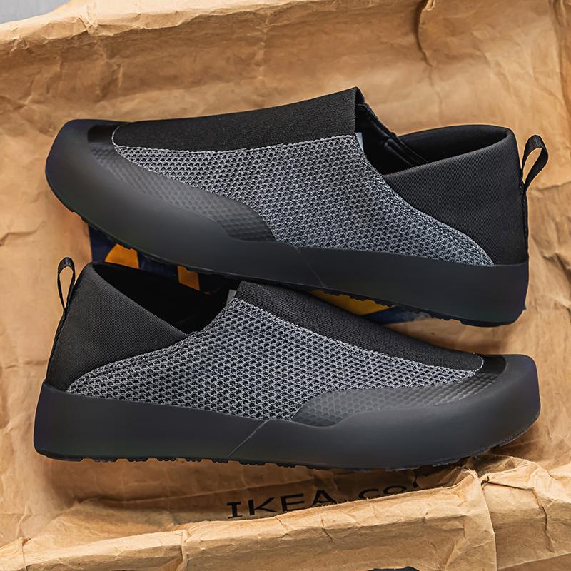 Fashion 2025 Spring New Men's Shoes Breathable Anti-Odor Mesh Face Shoes Non-Slip Sports Shoes Black Soft Bottom Dad Shoe