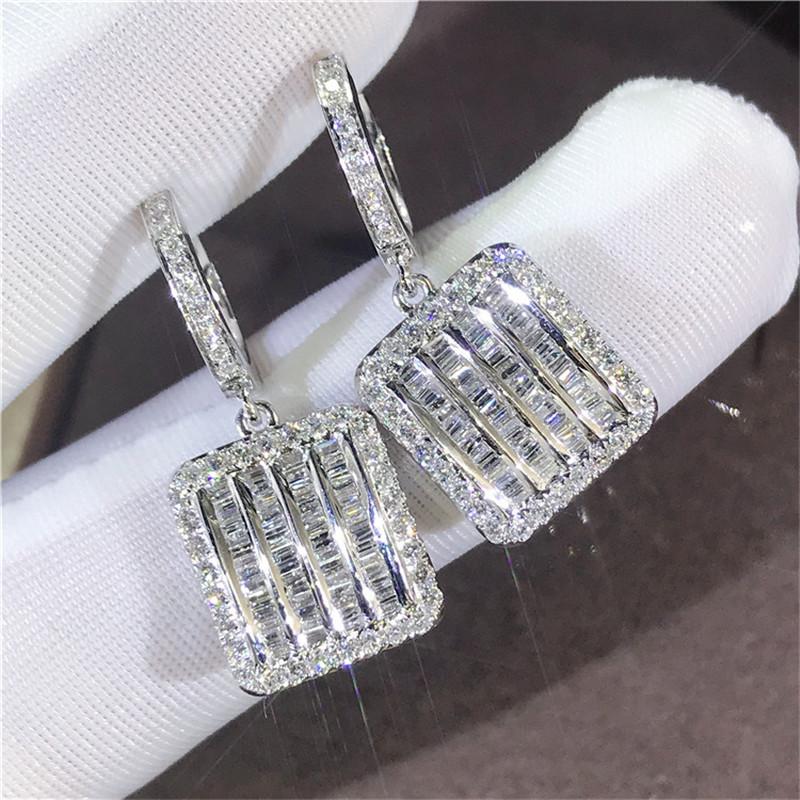 

Original 925 sterling sier Diamond Dangle Earring Jewelry Luxury Party Wedding Drop Earrings for Women Bridal Gift