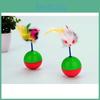Plush Cat Toy Ball Colorful Feather Mouse Design 6cm Diameter 61g Weight