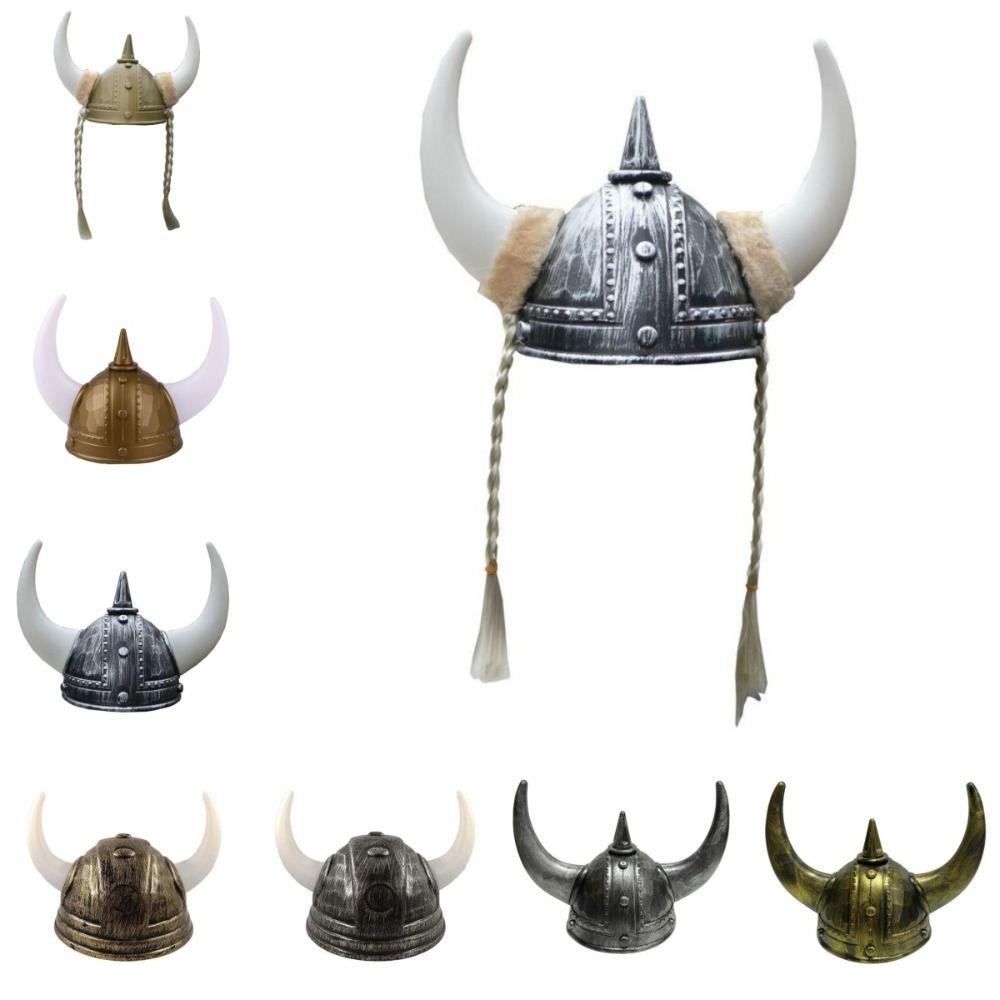 Antik aussehender Wikingerhorn-Hut Helm Kunststoff-Stierhorn Kopfbedeckung Herren Damen