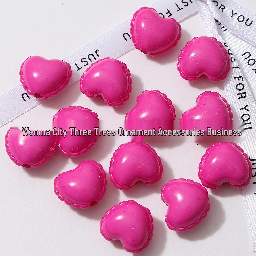 Acrylic Peach Heart Skirt Trim: Glossy Beaded Phone Charm