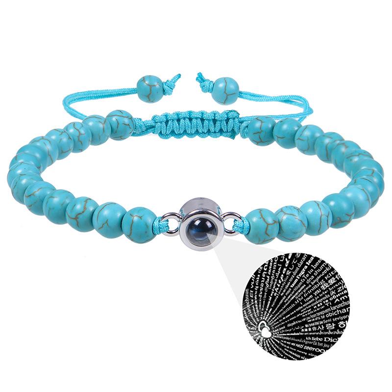 Projection Bracelet, European and American Fashion Bracelet, Available In 100 Languages, I Love You, Pink Crystal, Frosted Stone, Couple's Bracelet