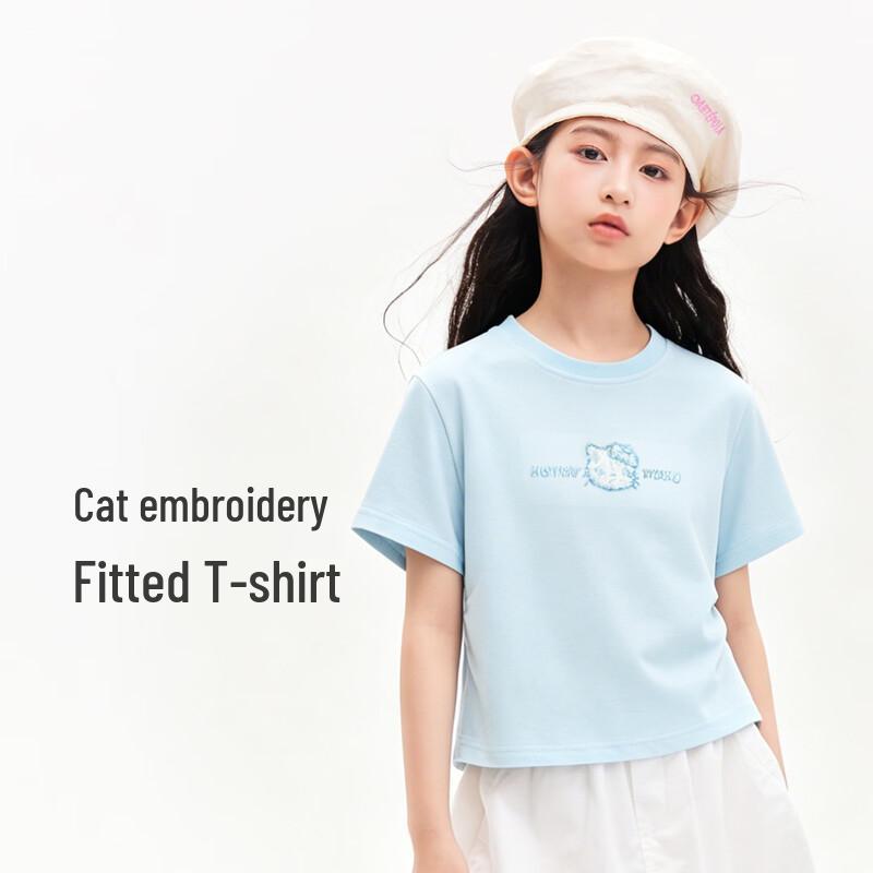 Royal Kids Girls  Cat Embroidery T-Shirt 130