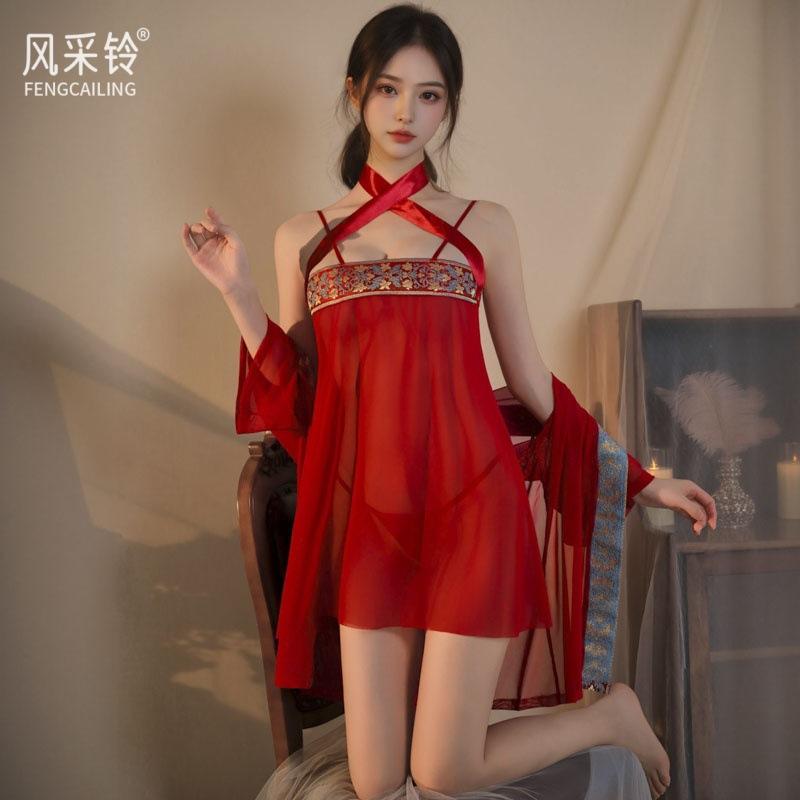 Series Classical Belly Pocket Chiffon Perspective Pure Desire Seduction Sex Underwear Sexy Pajamas Retro