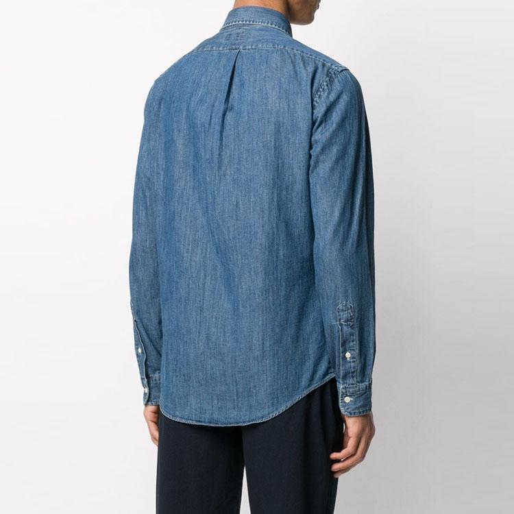 Polo Ralph Lauren Button Logo Denim Long Sleeve Shirt Men shirts Blue 710548539-001