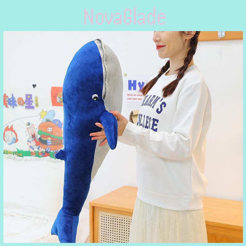 Cute Blue Whale Plush Stuffed Animal Pillow Perfect Birthday Gift For Kids And Teens