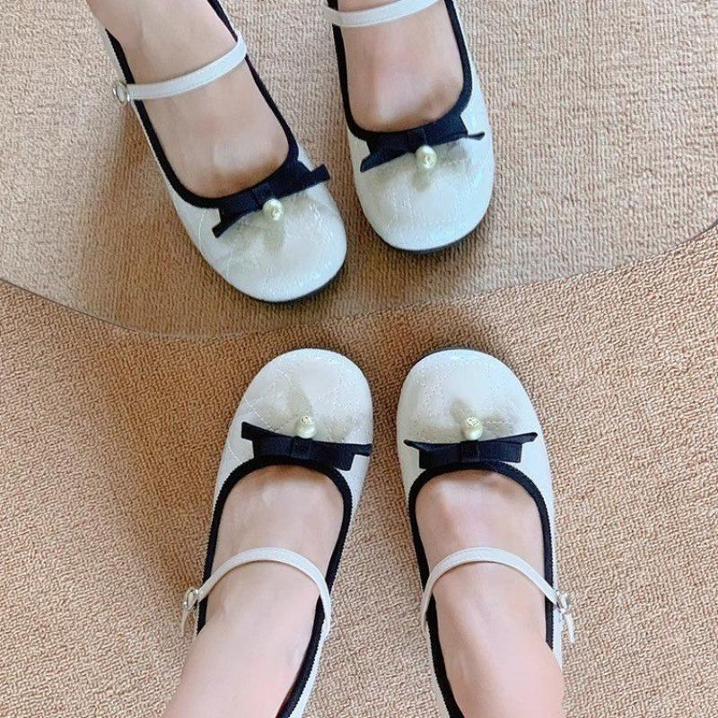Fashion 2025 Spring and Summer French Thick Heel Mary Jane Shoes Women's Spring Light Mouth High Heels Bow Single Shoes