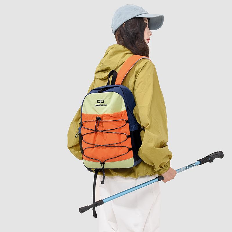 Schoolbag Dopamine Contrast Color Outdoor Activities Lightweight Small Backpack Mountain Lightweight Rope Climbing Camping Backpack