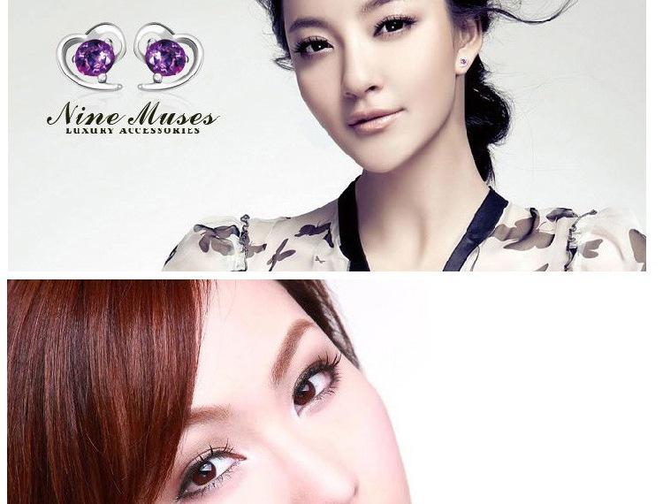 S925 Sterling Silver Heart-shaped Stud Earrings, Korean Retro Style