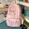Schoolbag low saturation sea salt light blue polka dot soft waxy sweet backpack pleated lace atmosphere student party schoolbag