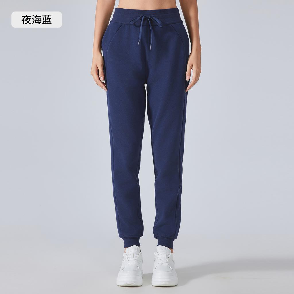 Autumn and Winter Velvet Casual Sweatpants Women's High Waist Drawstring Tied Sports Trousers Outdoor Fitness Running Trousers