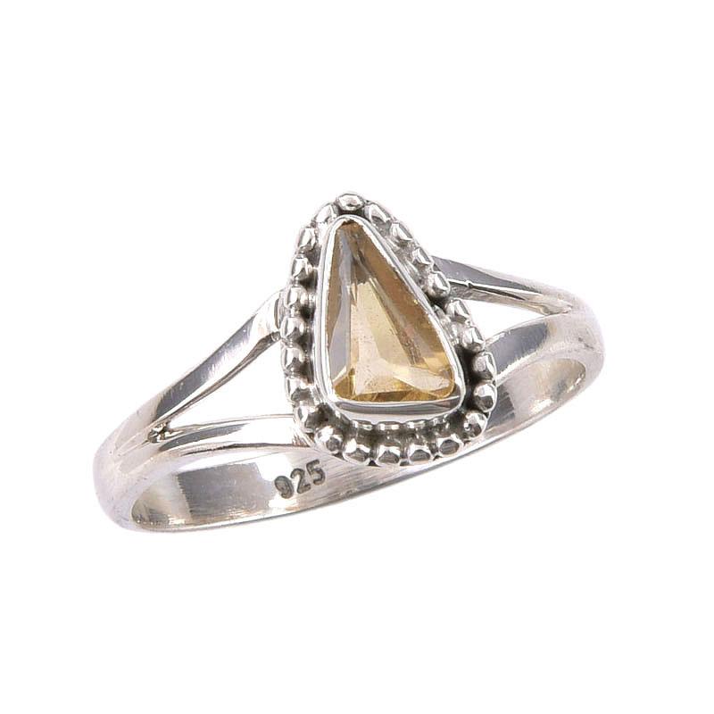 Natural Citrine Gemstone Handmade 925 Sterling Silver Jewelry Ring Size 7 f2M66